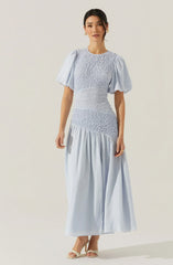 Theoni Smocked Asymmetric Dress