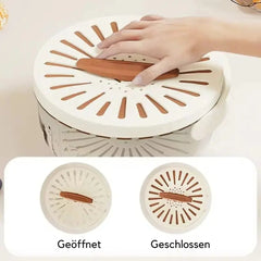 Salad Spinner Bowl with Lid & Handle | Wash, Drain & Store Produce in One Container | Keeps Greens Crisp | White/Brown
