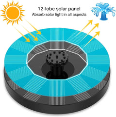Solar Fountain for Pond & Bird Bath | 100% solar-powered, floating design | Multiple spray nozzles + optional colorful lighting