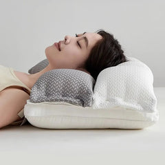 Contoured Cervical Support Pillow | Dual-Zone Neck + Shoulder Alignment | Breathable Cotton Removable Cover | Side & Back Sleepers