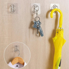 Clear Adhesive Wall Hooks (30-Pack) | Waterproof Heavy-Duty Hold Up to 2 kg per Hook | Removable No Residue | 6.5 x 6.5 cm