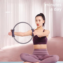 Pilates Ring Fitness Circle with Non-Slip Handles | Full-Body Resistance Trainer for Thighs, Arms & Core | Portable Home Workout | Gray/Purple/Pink/Blue/Black