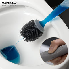 Toilet Brush with Built-In Cleaning Liquid Dispenser | No-Mess Dosing + Ergonomic Non-Slip Grip | Hygienic Holder | 42 cm