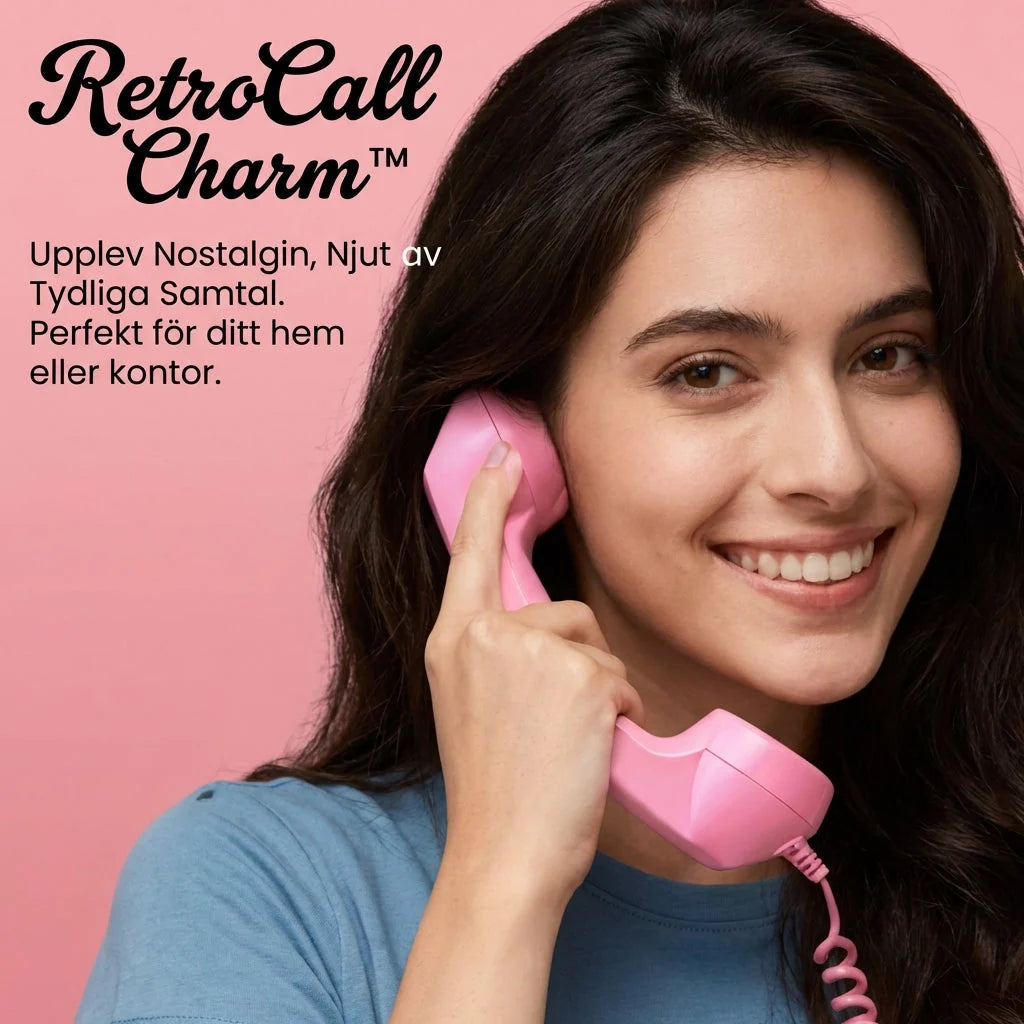 Retro Telephone Handset Earphone for Mobile Calls | Comfortable Grip, Clear Audio & Fun Vintage Style | Pink/Black