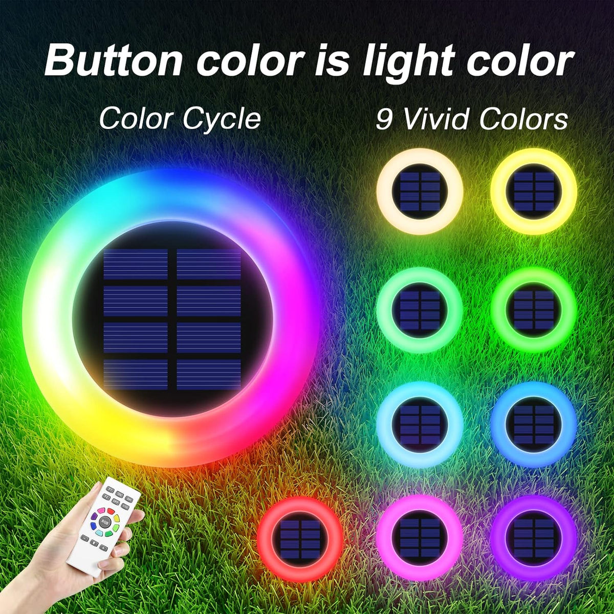 Solar Garden Lights 4-Pack | 8 Colors + 200lm Brightness | Monocrystalline Solar, Up to 10h Runtime, Weatherproof