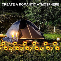 Solar Sunflower Garden Lights | IP65 Waterproof Outdoor Stake Lights with 14-Hour Warm Glow | Fast-Charging Solar | 2-Pack or 6-Pack