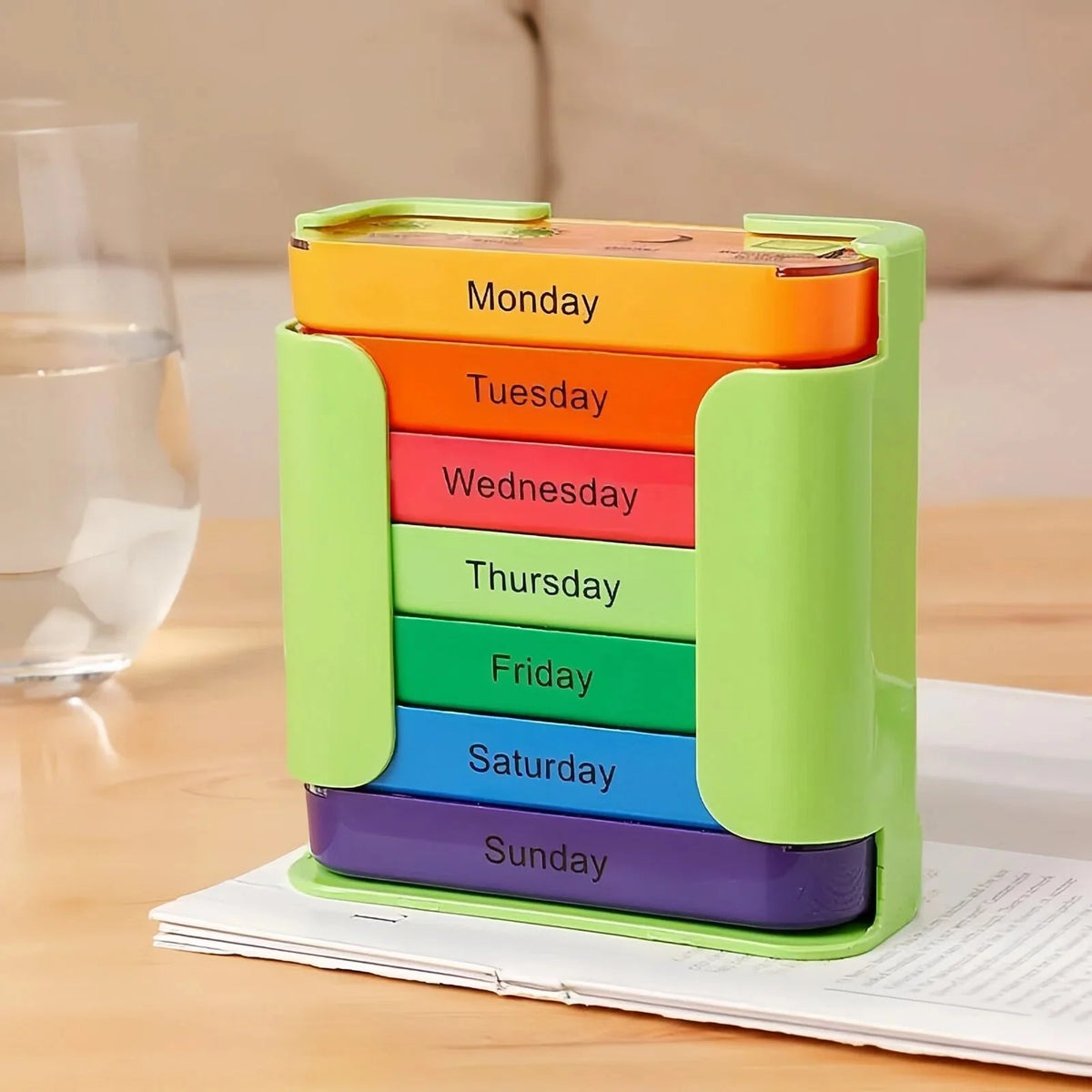 7-Day Pill Organizer with Large Compartments + Click-Lock Lids | Compact Travel Pill Box | Durable ABS/PC | 4 Colors