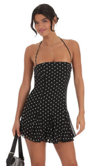 Halter Polka Dot Dress in Black
