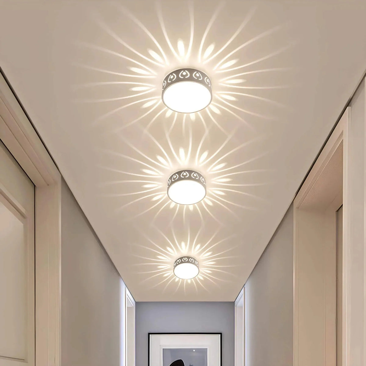 LED Ceiling Light Fixture | Warm White or Cool White | Crystal + Acrylic Shade | Instant, Even Light | Surface-Mount, Fixed Wiring | Indoor/Covered Outdoor