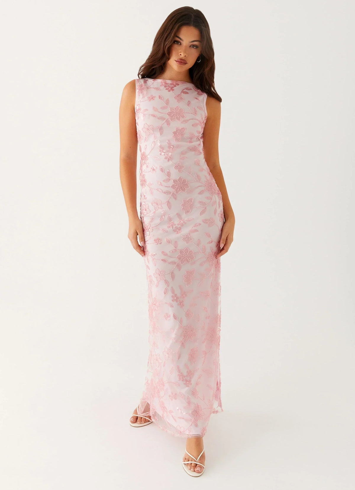 Moorey High Neck Maxi Dress - Pink