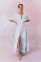 Minka Stripe Hand Dye Lace Maxi Dress