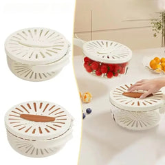 Salad Spinner Bowl with Lid & Handle | Wash, Drain & Store Produce in One Container | Keeps Greens Crisp | White/Brown