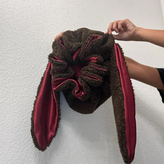 Lunari Plush Bunny Bonnet — Soft Warm Sherpa Hat with Satin Lining