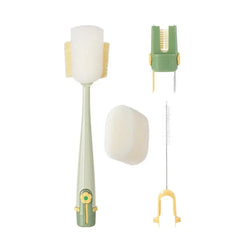 Bottle & Cup Cleaning Brush Set | Precision Heads for Lids, Straws & Tight Necks | Ergonomic Grip Handle | Reusable | White/Green