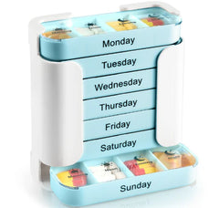 7-Day Pill Organizer with Large Compartments + Click-Lock Lids | Compact Travel Pill Box | Durable ABS/PC | 4 Colors
