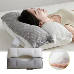 Contoured Cervical Support Pillow | Dual-Zone Neck + Shoulder Alignment | Breathable Cotton Removable Cover | Side & Back Sleepers
