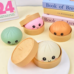 Stress Relief Squishy Blind Box Pack (4 pcs) | Slow-rise TPR dumpling collectibles | Non-toxic BPA-free, 3+