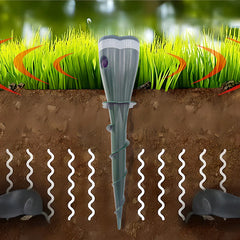 Solar Mole Repeller Stake | Silent Seismic Vibration Pulses | Waterproof Outdoor Pest Deterrent | Solar Powered 24/7