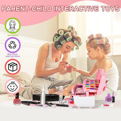 Kids Washable Makeup Kit (Ages 4–12) | Non-Toxic & Hypoallergenic | Soap-and-Water Clean | Shockproof Carry Case | Small/Large Set