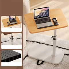 Adjustable Side Table with Wheels | Height & Angle Adjustable Laptop/Bed Table | Space-Saving C-Shape for Sofa & Bed | Easy Move