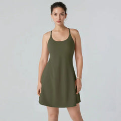 ShapeLuxe – Backless Fitness Dress for Effortless Style & Support