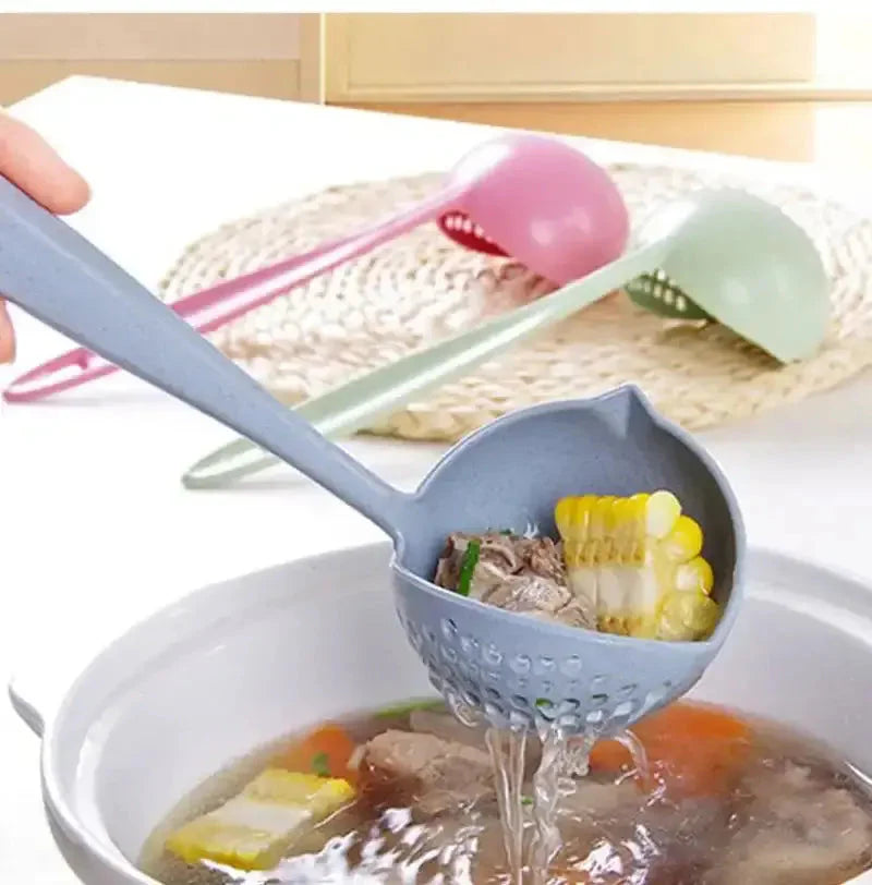 3-in-1 Straining Ladle Spoon | Scoop, Strain & Serve with Built-In Drain Holes | Heat-Resistant, Non-Stick Safe | Kitchen Essential