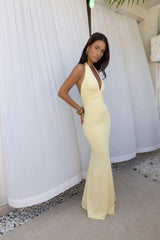 Chic Spark Halter Maxi Dress Yellow
