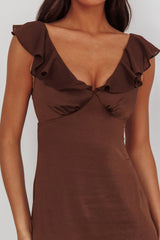 Zerai Ruffle Trimmed Maxi Dress Chocolate
