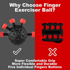 Finger Exerciser Ball for Grip Strength | Individual Finger Buttons for Hand Training | Flexible, Durable Comfort Grip | Rehab & Workout