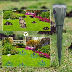 Solar Mole Repeller Stake | Silent Seismic Vibration Pulses | Waterproof Outdoor Pest Deterrent | Solar Powered 24/7