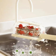 Salad Spinner Bowl with Lid & Handle | Wash, Drain & Store Produce in One Container | Keeps Greens Crisp | White/Brown