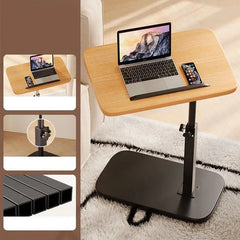 Adjustable Side Table with Wheels | Height & Angle Adjustable Laptop/Bed Table | Space-Saving C-Shape for Sofa & Bed | Easy Move