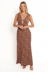 Jackson Maxi Dress - Brown Ditsy Floral