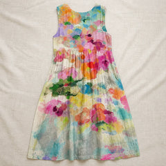 Radianta™ – Watercolor Print Sleeveless Midi Dress with Side Pockets