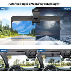 Polarized Anti-Glare Sun Visor Clip-On | Up to 90% Glare Reduction | 180° Adjustable Angle | Fits Most Car Visors | Scratch-Resistant