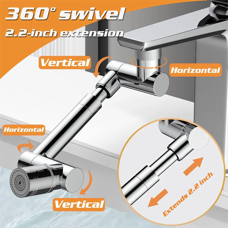 1080° Rotating Faucet Attachment | SpinMaster360 with 2 Spray Modes | Splash-Free Rinsing | Fits Most Standard Taps