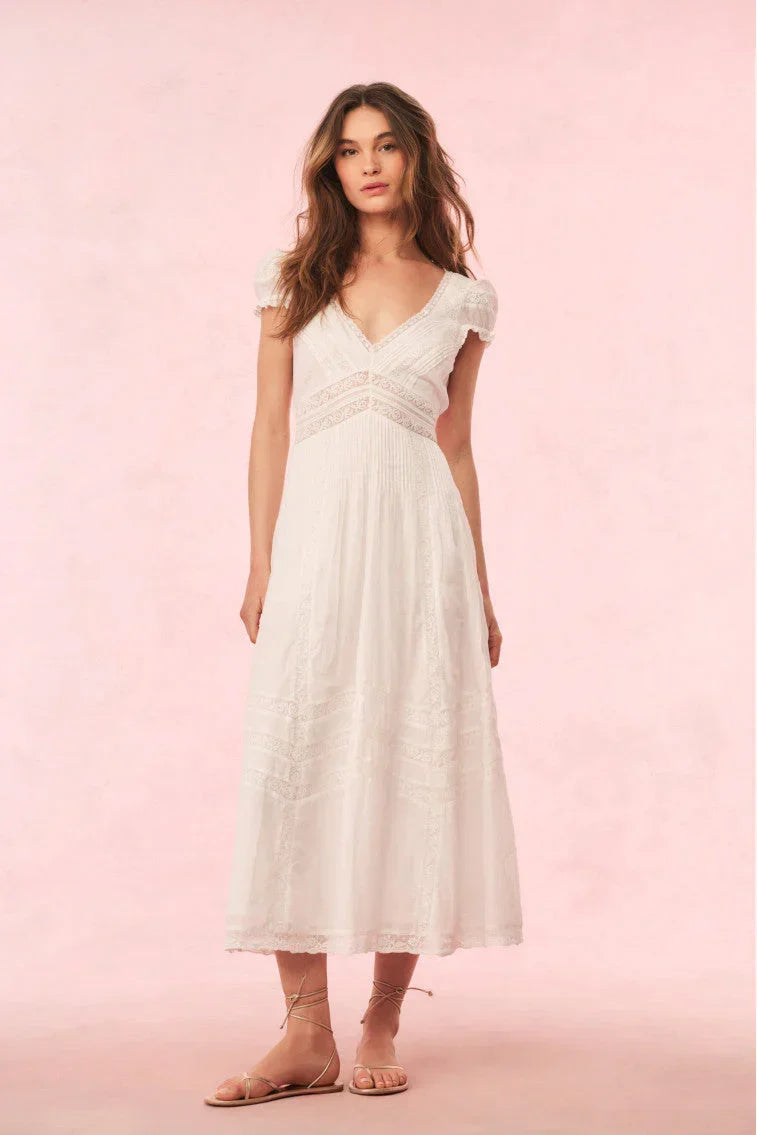 Suvi Cotton Midi Dress - White