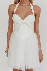 Princessa Halter Mini Dress White